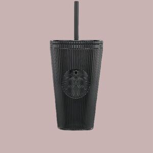 Starbucks 2024 Black Pleated Tumbler 16oz Grande Cold Cup